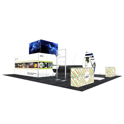 China Fabrik-Preis Customized Werbung Display mit LED-Schirm-Messestand-Design
