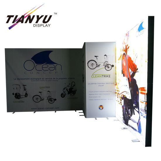 3x6m Moderne Dye-Sublimation-Spannungs-Gewebe leichte Aluminiumrahmen Messestand